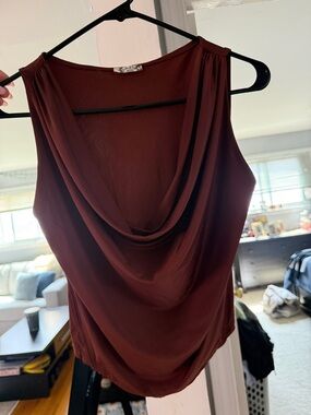 Free people brown cowl neck top xs